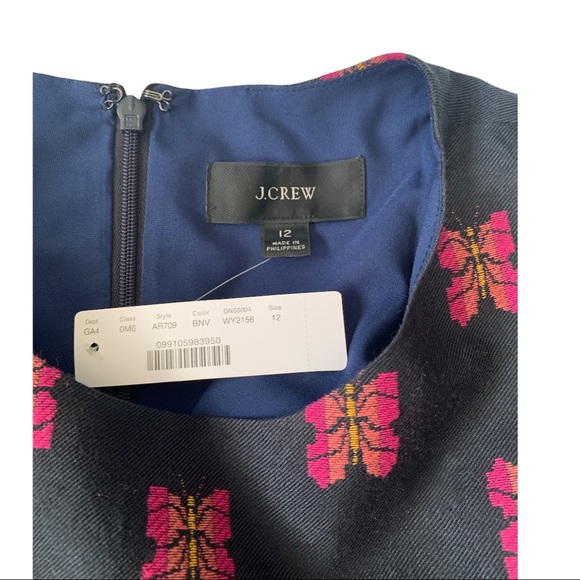 J.Crew , Size 12, Navy, Butterflies, Sheath dress in butterfly jacquard - Picture 6 of 10